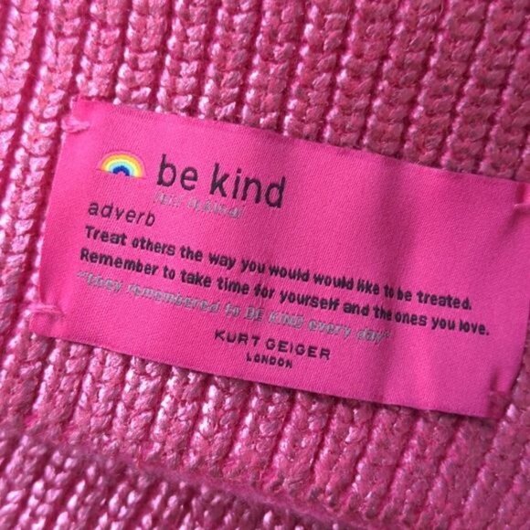 Kurt Geiger London Pink Be Kind Foil Metallic Scarf - Picture 3 of 5